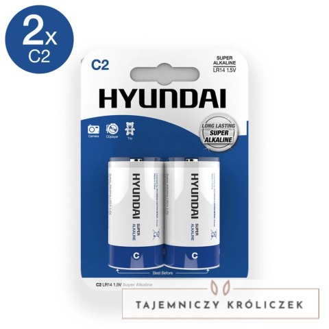 Hyundai Baterie Alkaliczne C LR14 2 sztuki długotrwała energia Hyundai