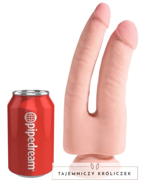 King Cock Plus Duo Model 24 cm jasny - podwojny system intymny TPE z przyssawką King Cock