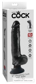 King Cock Wibrator Model 23 cm Czarny z Przyssawką i Jądrem King Cock