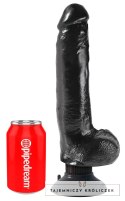 King Cock Wibrator Model 23 cm Czarny z Przyssawką i Jądrem King Cock