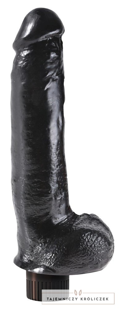 King Cock Wibrator Model 23 cm Czarny z Przyssawką i Jądrem King Cock