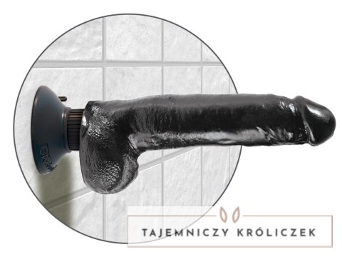 King Cock Wibrator Model 23 cm Czarny z Przyssawką i Jądrem King Cock