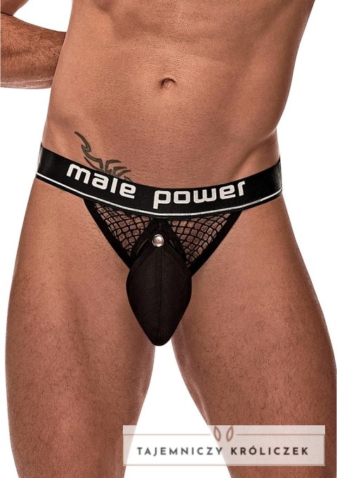 Male Power Cock Pit Net Jock - Majtki z kieszenią i otwartym tyłem, czarne Male Power