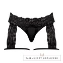 Male Power Scandal-Lace Stringi z ozdobnymi pasami L/XL czarne Male Power
