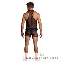 Male Power Stretch Net Tank top siateczkowy z wycięciem, czarny Male Power