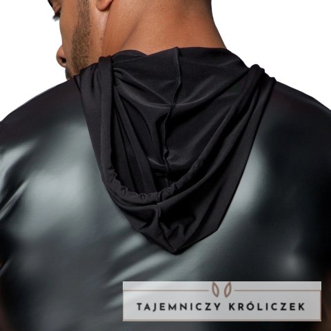 Noir Powerwetlook Czarny Bezrękawnik z Kapturem L, dwukierunkowy zamek Noir