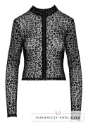 Noir Top Panterkowy z Długim Rękawem Czarny XL z Zamkiem Noir