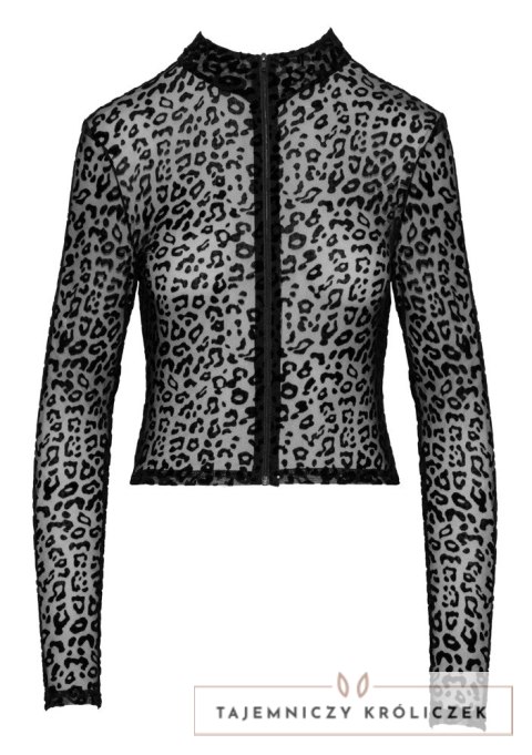 Noir Top Panterkowy z Długim Rękawem Czarny XL z Zamkiem Noir