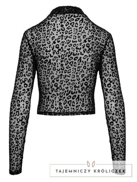 Noir Top Panterkowy z Długim Rękawem Czarny XL z Zamkiem Noir