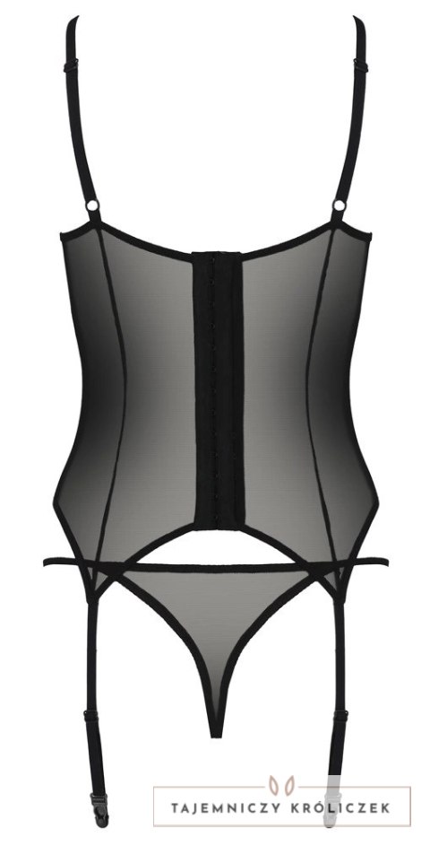 Passion Zinnia Corset L/XL - Koszulka z paskami do pończoch + stringi, Eco Passion