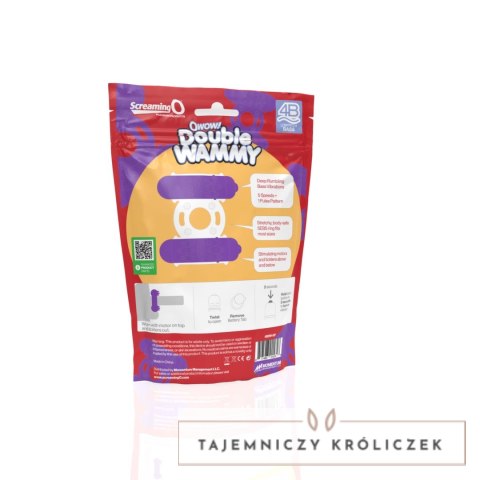 The Screaming O Double Wammy Violet - podwojny pierścień wibracyjny SEBS The Screaming O