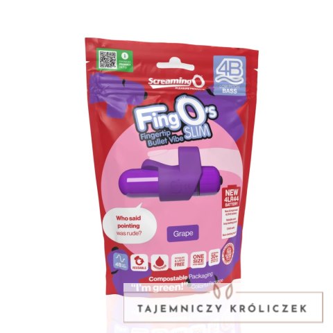 The Screaming O FingO Slim - Wibrator na palec, 6 trybow, fioletowy The Screaming O