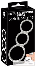 You2Toys Metallic Silicone - potrojny pierścień anatomiczny, srebrny You2Toys