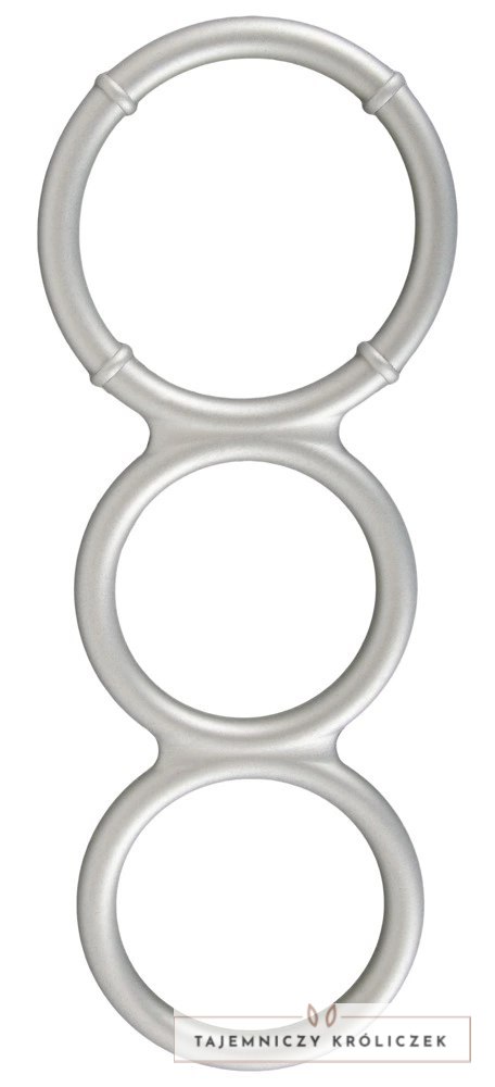 You2Toys Metallic Silicone - potrojny pierścień anatomiczny, srebrny You2Toys