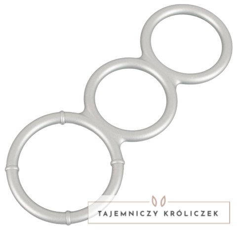 You2Toys Metallic Silicone - potrojny pierścień anatomiczny, srebrny You2Toys