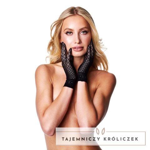 Baci Długie Rękawiczki Żakardowe Czarne Eleganckie Akcesorium Baci Lingerie