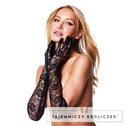 Baci Koronkowe Długie Rękawiczki Operowe Czarne Eleganckie Baci Lingerie