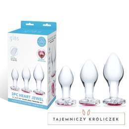Glas Heart Jewel Set szklane zatyczki anatomiczne 3 rozmiary Glas
