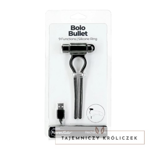 PowerBullet Bolo Czarny - Regulowany Pierścień Wibrujący USB, 9 Trybow PowerBullet