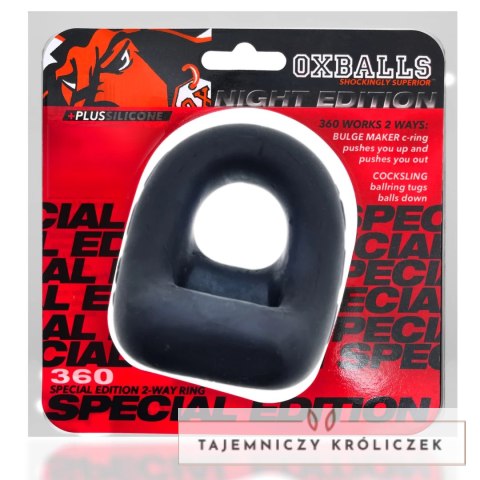 Oxballs 360 Night Edition - Pierścień Intymny z Silikonu, Czarny Oxballs