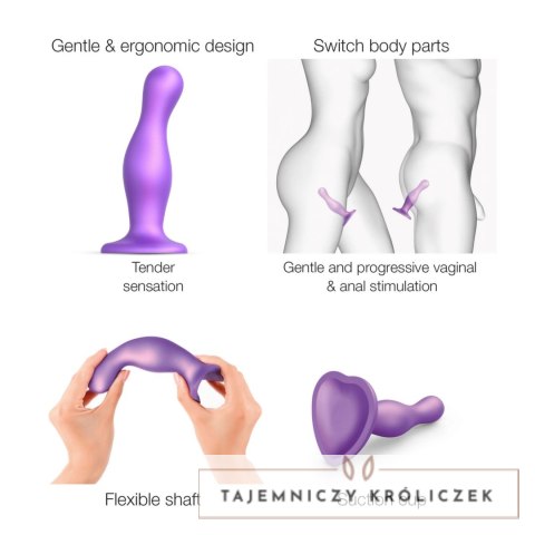 Strap-On-Me Curvy Plug Metallic Purple L silikonowy z mocną przyssawką 15 cm Strap-On-Me