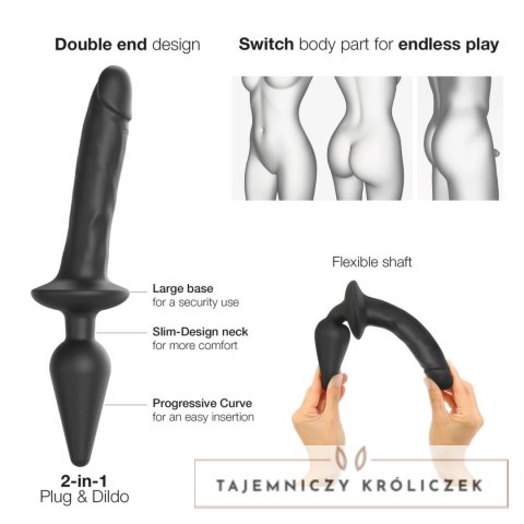 Strap-On-Me Switch Plug-in Model Czarny XXL, silikonowy 2w1 Strap-On-Me