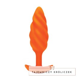 B-Vibe Texture Plug Swirl Orange - wibrujący model z falistą powierzchnią B-Vibe
