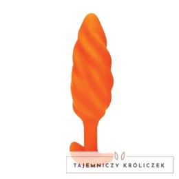 B-Vibe Texture Plug Swirl Orange - wibrujący model z falistą powierzchnią B-Vibe