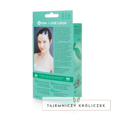 B-Vibe Texture Plug Twist Green - anatomiczny wibrujący model silikonowy B-Vibe