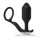 B-Vibe Vibrating Snug & Tug M - Wibrująca zatyczka z pierścieniem, silikon B-Vibe
