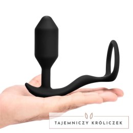 B-Vibe Vibrating Snug & Tug M - Wibrująca zatyczka z pierścieniem, silikon B-Vibe