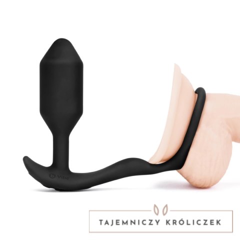 B-Vibe Vibrating Snug & Tug M - Wibrująca zatyczka z pierścieniem, silikon B-Vibe