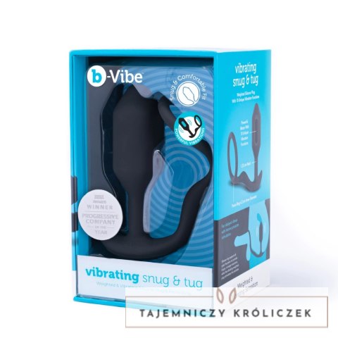 B-Vibe Vibrating Snug & Tug M - Wibrująca zatyczka z pierścieniem, silikon B-Vibe