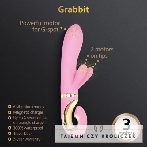 Gvibe Grabbit Pink - wielofunkcyjny model z 3 silnikami, silikon medyczny Gvibe