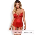 Obsessive Lovica Corset & Thong S/M czerwony gorset z siateczki Obsessive