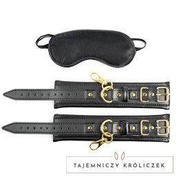 Sportsheets Cuffs & Blindfold Set Special Edition - Złote Detale, Sztuczna Skora Sportsheets