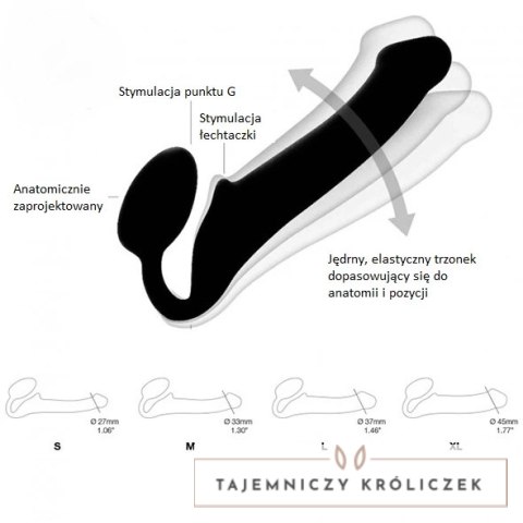 Strap-On-Me Bendable Black M - Model anatomiczny bez paska, silikonowy Strap-On-Me