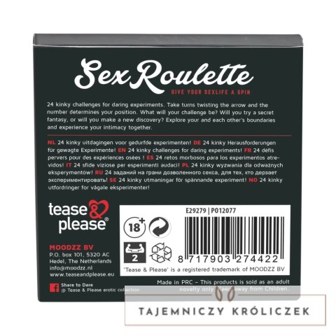 Tease and Please Sex Roulette Kinky gra planszowa wielojęzyczna Tease & Please