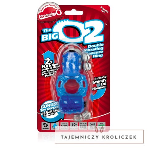 The Screaming O Big O 2 Blue - Podwojny pierścień wibrujący z dwoma silnikami The Screaming O