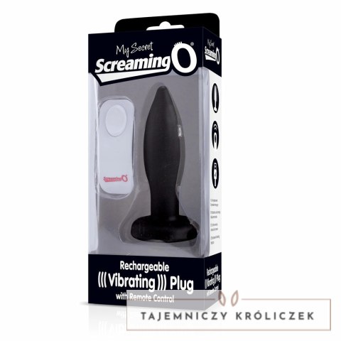 The Screaming O Vibrating Plug Black - wibrujący korek silikonowy z pilotem The Screaming O
