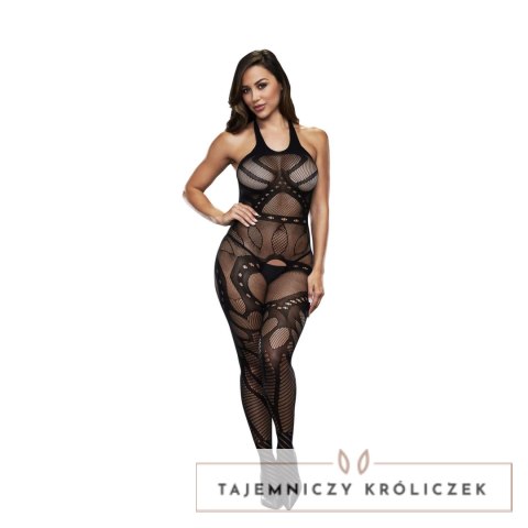 Baci Bodystocking Jacquard One Size - siateczkowy, elastyczny, wycięty model Baci Lingerie