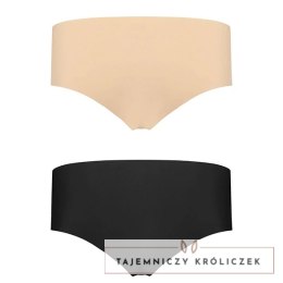 Bye Bra Invisible Hipster S 2-pack majtki bezszwowe nude & black Bye Bra