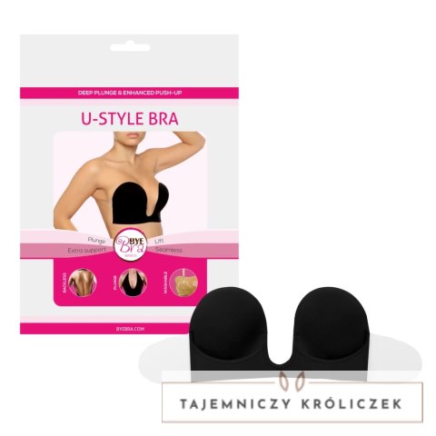 Bye Bra U-Style Bra B Czarny samoprzylepny biustonosz ze skrzydełkami Bye Bra