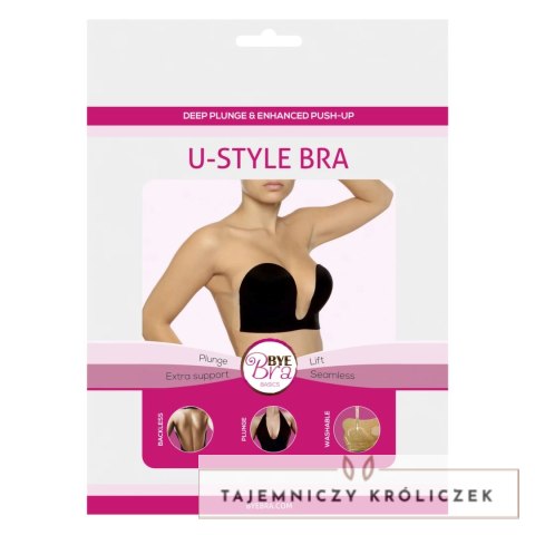 Bye Bra U-Style Bra B Czarny samoprzylepny biustonosz ze skrzydełkami Bye Bra
