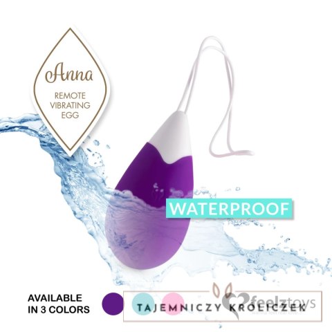 FeelzToys Anna Deep Purple - Jajko wibrujące z pilotem, silikon, 10 trybow FeelzToys