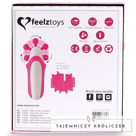 FeelzToys Clitella Pink - Kompaktowy stymulator z wymiennymi końcowkami FeelzToys