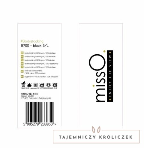 MissO B700 Bodystocking S/L siateczka średnie oczka czarny MissO