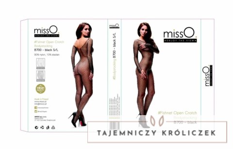 MissO B700 Bodystocking S/L siateczka średnie oczka czarny MissO