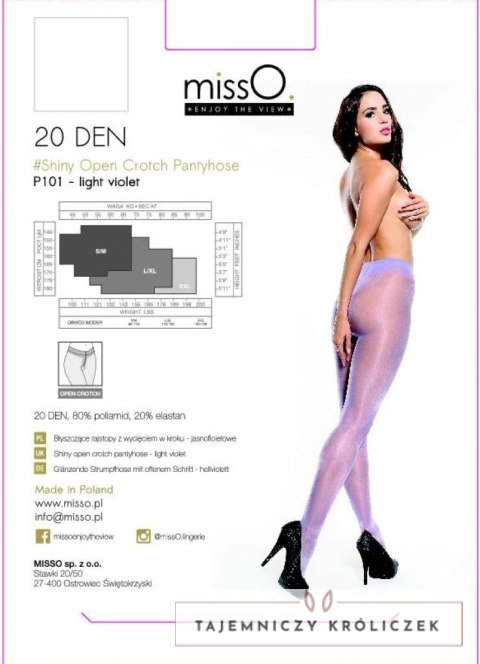 MissO P101 rajstopy z wycięciem jasnofioletowe S/M eleganckie MissO