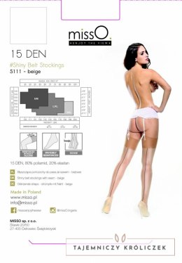 MissO S111 Pończochy do pasa beżowe L/XL - z ozdobnym szwem MissO